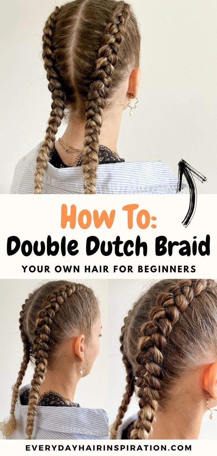 Double dutch braids styled for an active work environment