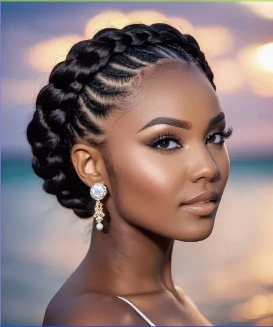 Elegant Braid Out Hairstyle for Professional Black Women at Work Professional black woman with elegant braid out hairstyle, dressed in work attire, looking confident