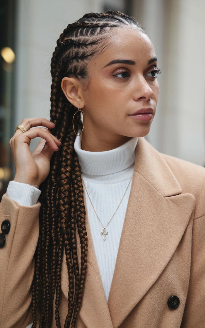 Elegant Braid Out Hairstyle for Professional Black Women - Work Hairstyle Example Professional black woman with elegant braid out hairstyle suitable for the workplace