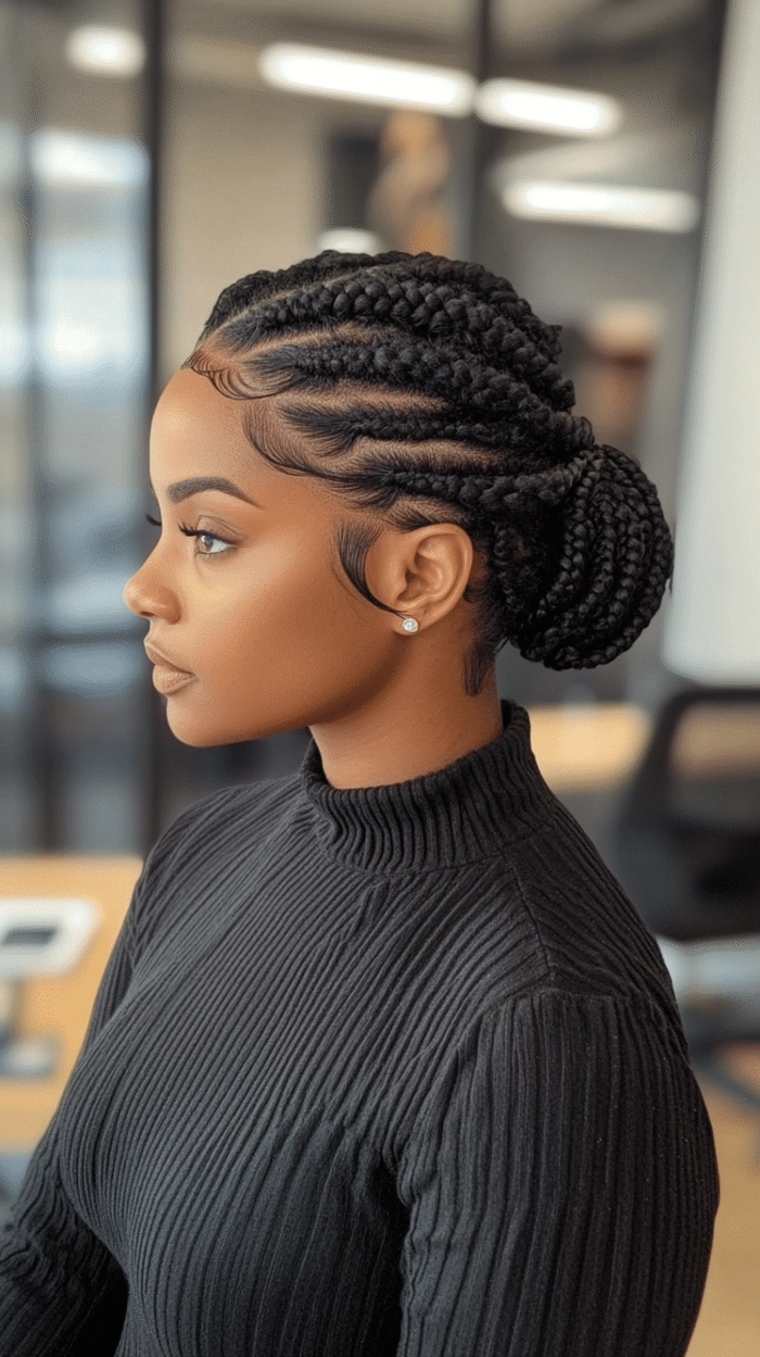 Elegant braid outs hairstyle suitable for professional black women in the office Black woman with elegant braid outs styled for a professional workplace setting