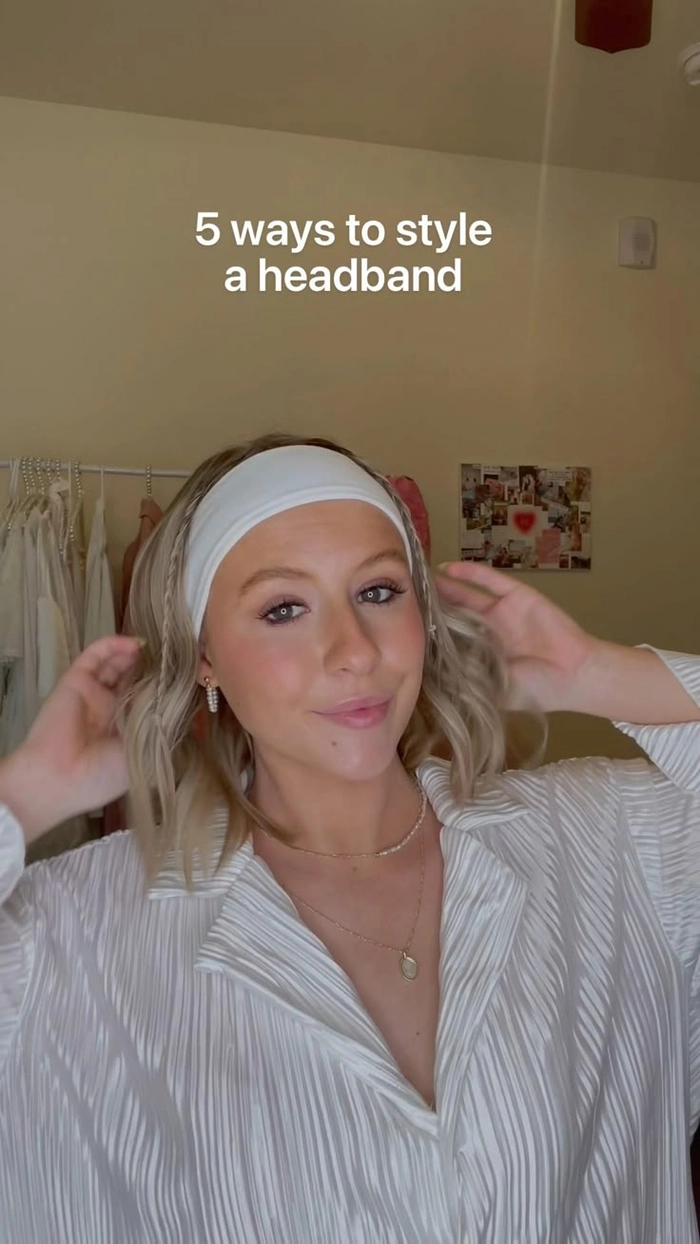 Headband integration for short office haircuts: a professional styling technique Short office haircut with headband integration for a polished work look