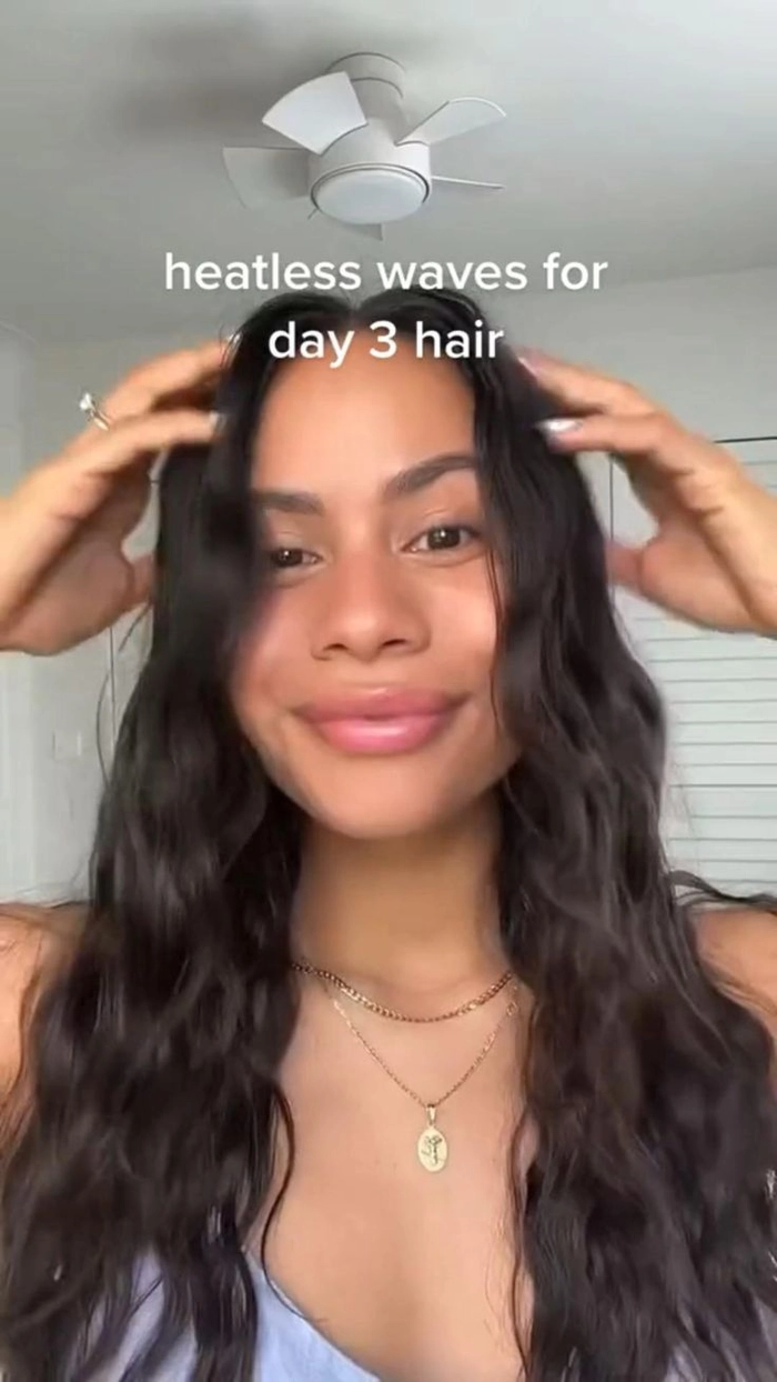 Heatless Overnight Waves for Morning Meetings - Work Hairstyle Image 10 heatless overnight waves created for a morning meeting hairstyle, showing smooth, natural curls without heat