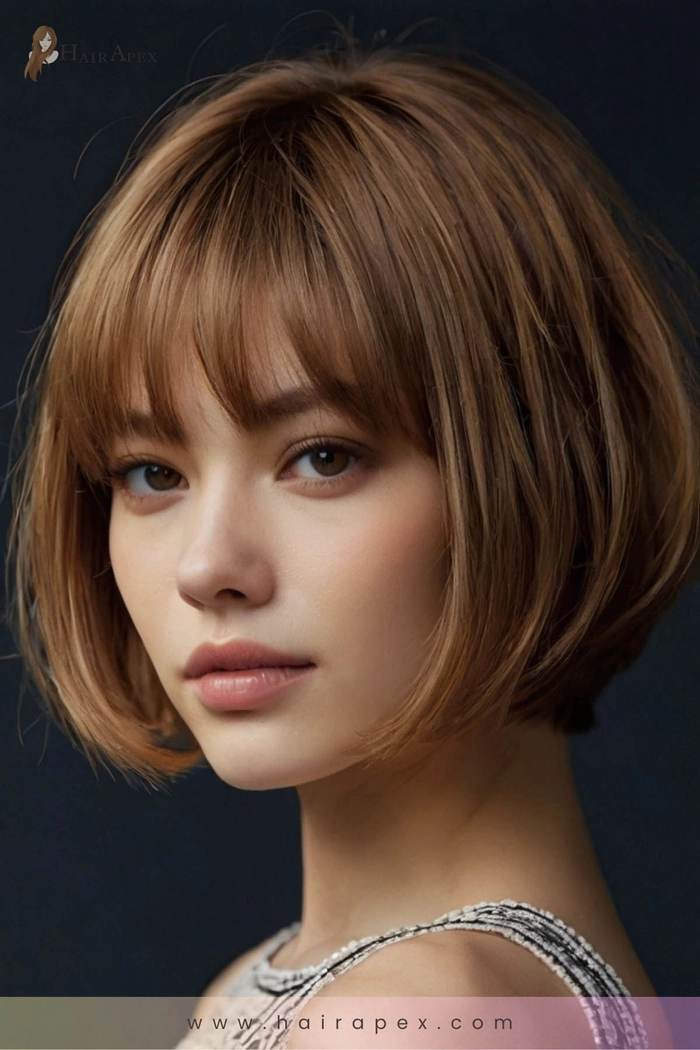 Jawline highlighting bob hairstyle for heart-shaped faces, professional work look