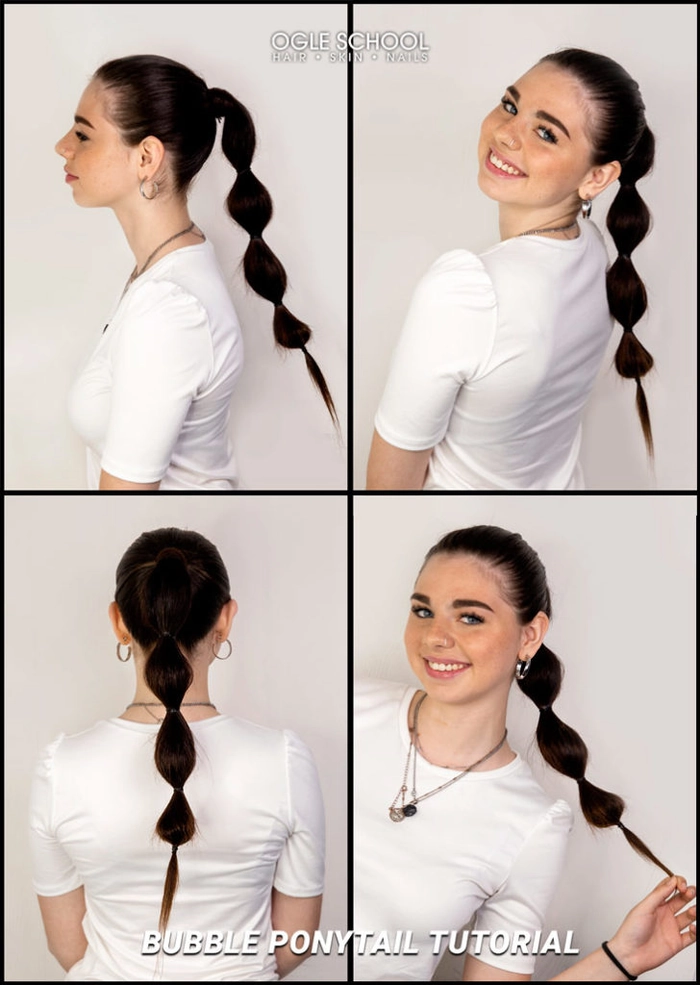 Modern office worker with an elegant bubble ponytail hairstyle