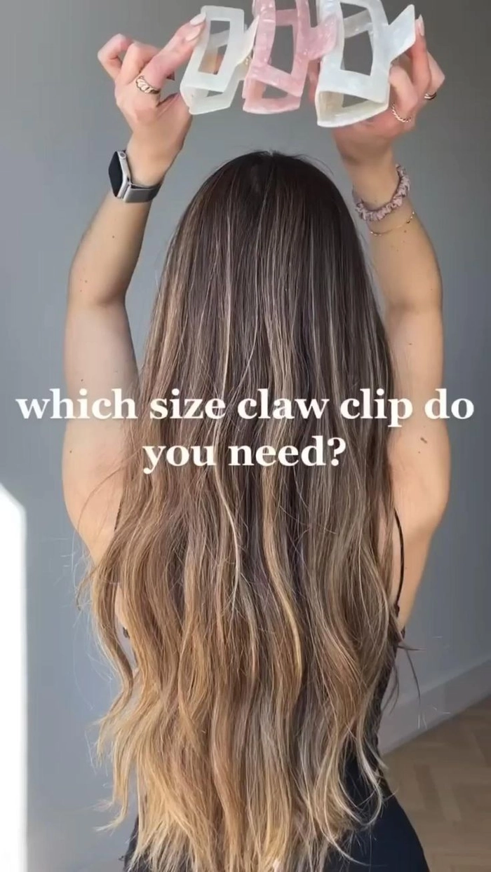 Diagram comparing claw clip sizes for thick work hair