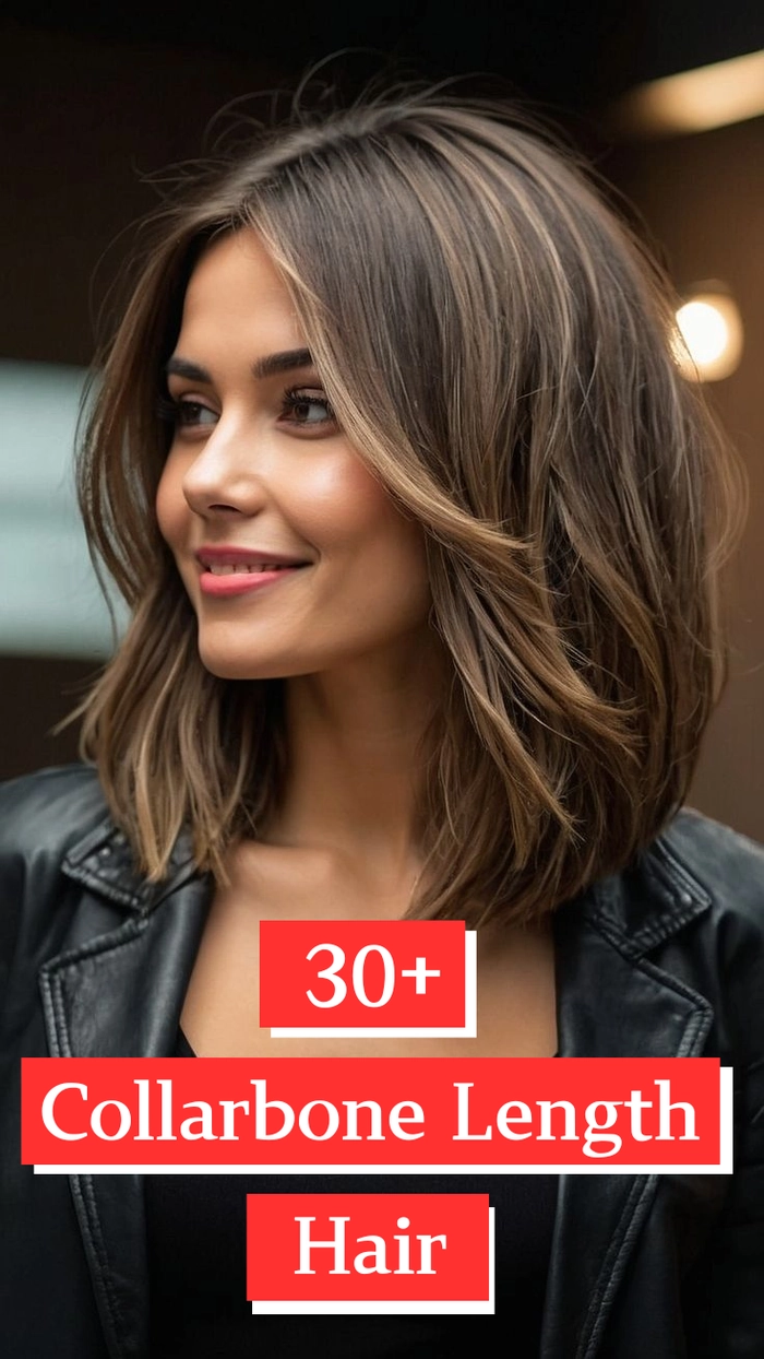Collarbone length office hairstyle tuck ideas for work wear Collarbone length hair tucked behind ear with soft waves for a professional office look