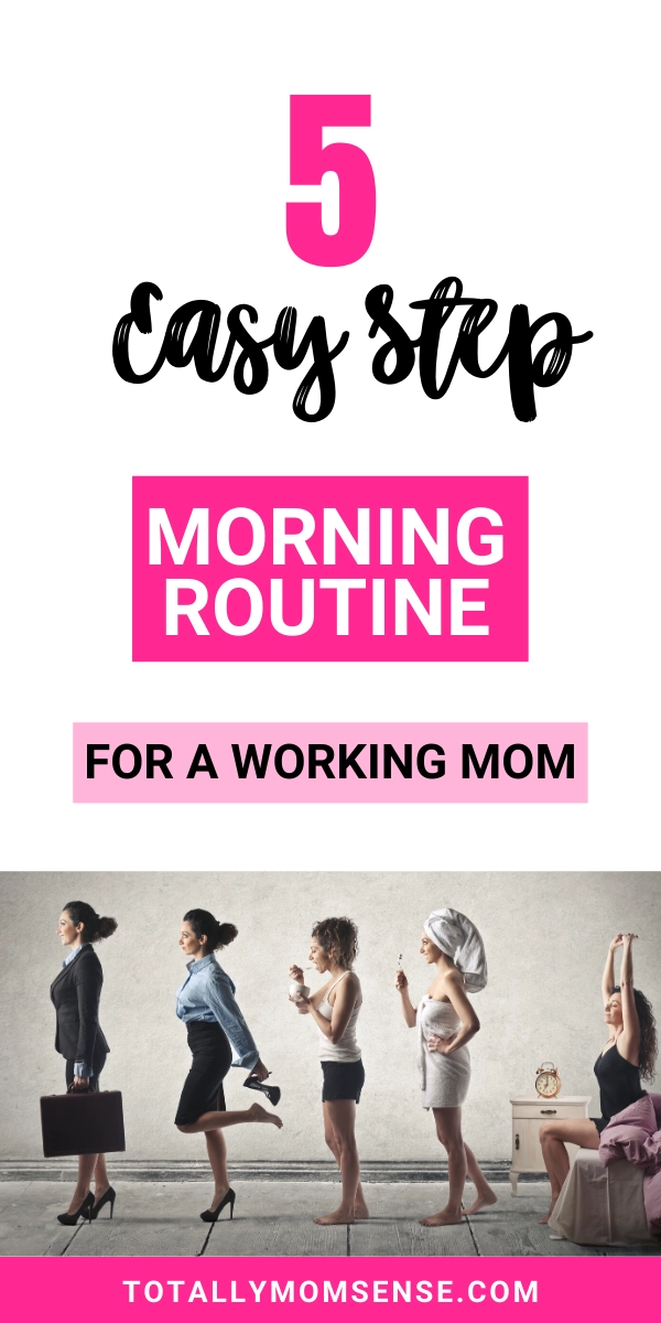 A busy working mom quickly styling her hair during a five minute morning routine