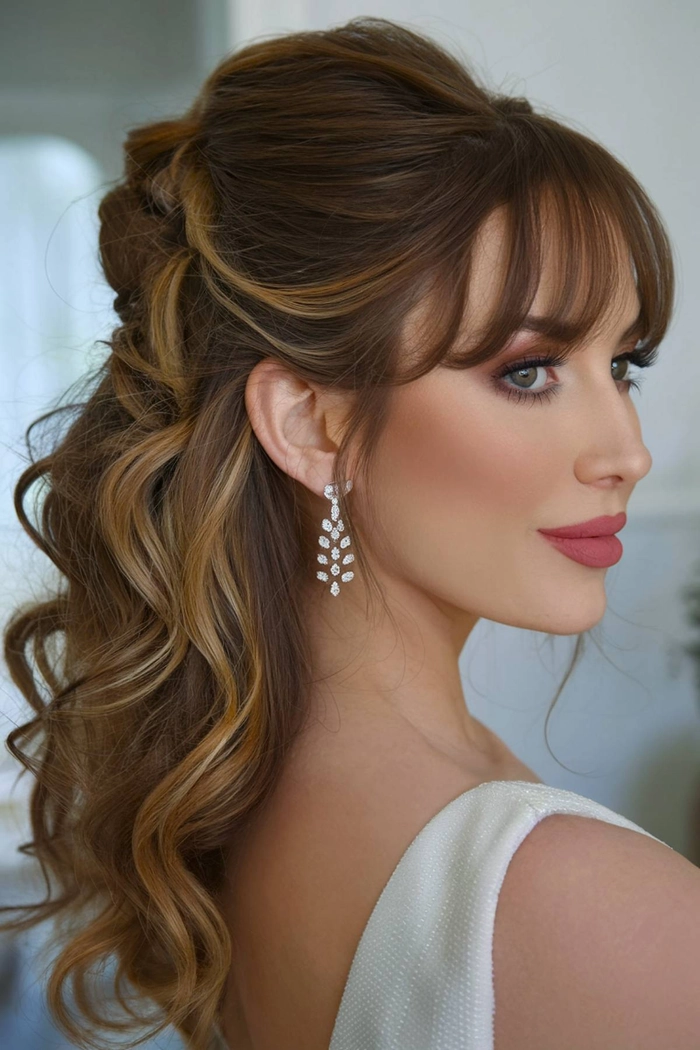 Minimalist half up half down work hairstyle with neat finish