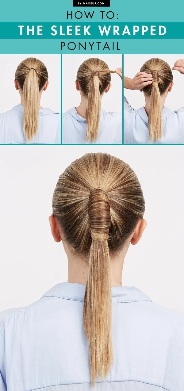 A busy morning hairstyle using a time saving ponytail wrap for early shifts
