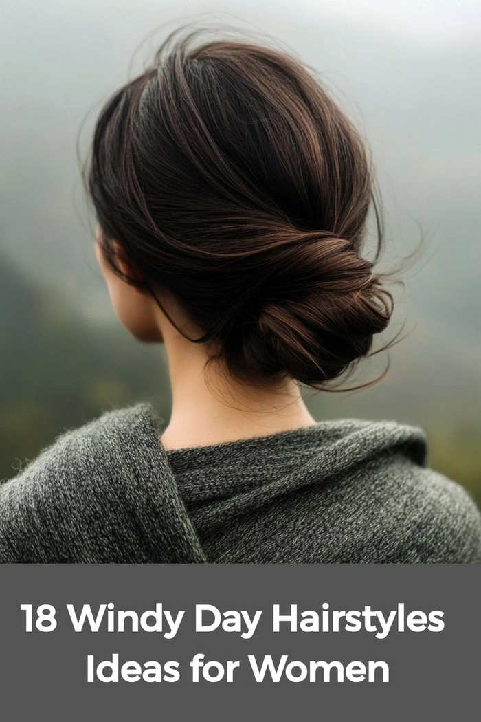 Wind-resistant braided updo hairstyle suitable for outdoor business events Professional wind-resistant low bun with side braid for outdoor corporate event