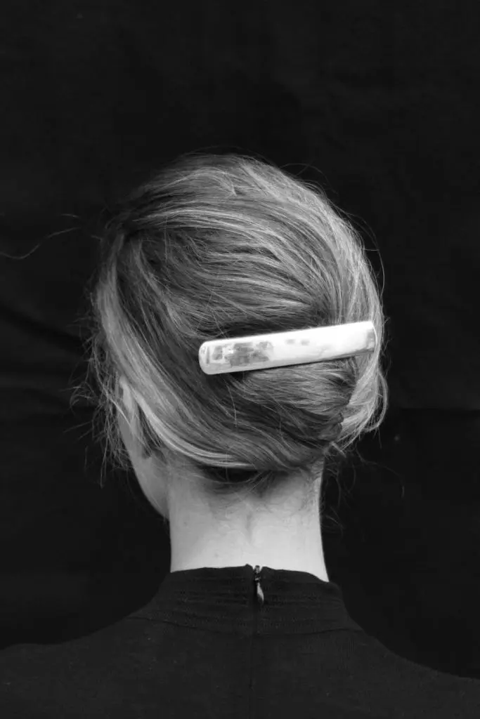 Barrette stacking techniques for medium length office hair, step-by-step tutorial