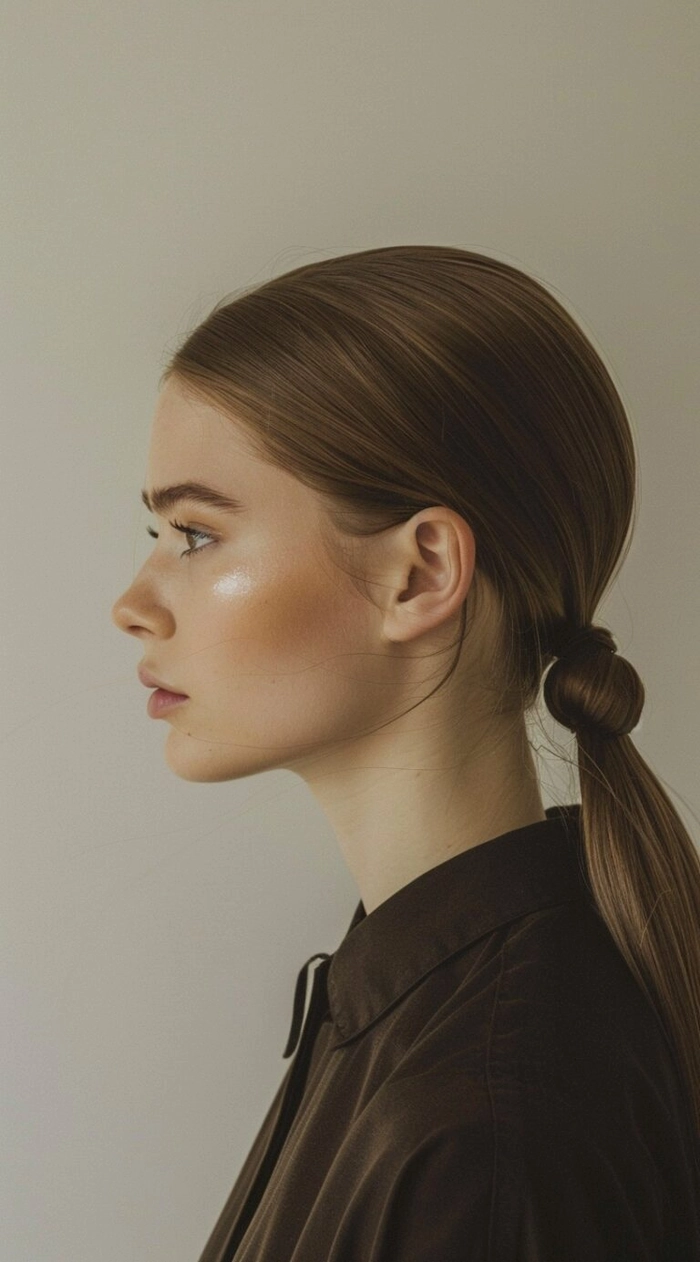 Knotted Low Ponytails for Minimalist Office Style