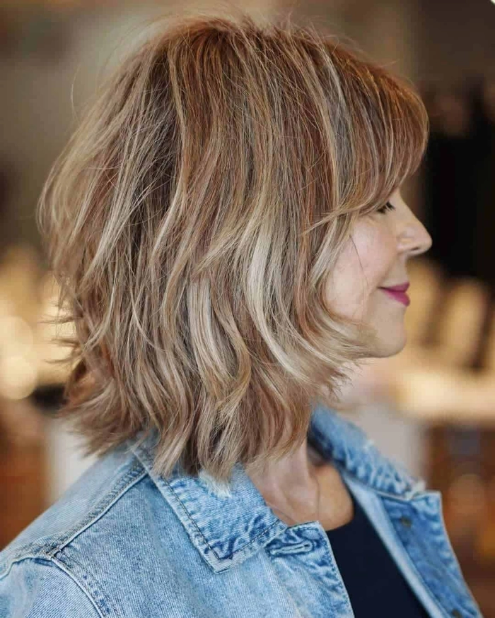 A professional layered bob hairstyle ideal for a workplace setting