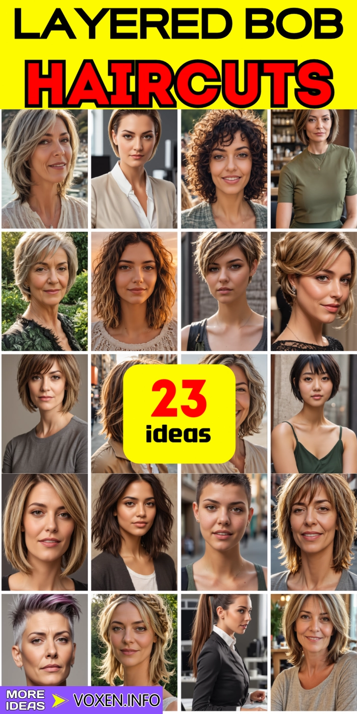 A professional layered bob hairstyle styled sleek for a polished workplace look