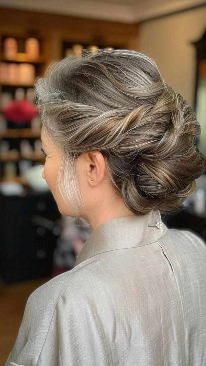 Elegant updo hairstyle for thinning hair at work
