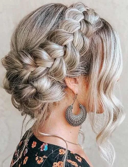 Business Casual Milkmaid Braid Variation for Work Milkmaid braid adaptation styled for business casual Friday with soft braids and a relaxed low crown