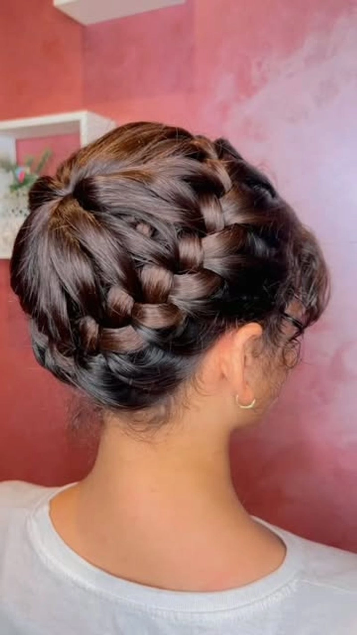 Neat braided crown hairstyle ideal for a conservative office setting