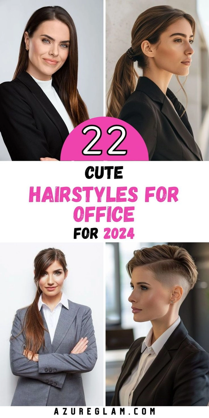 Elegant long hair work bun with polished finish Sleek low bun professional office hairstyle for long hair
