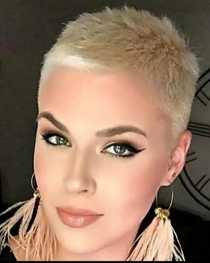 Elegant very short pixie hairstyle ideal for a professional office look Professional short pixie cut with smooth styling for workplace chic