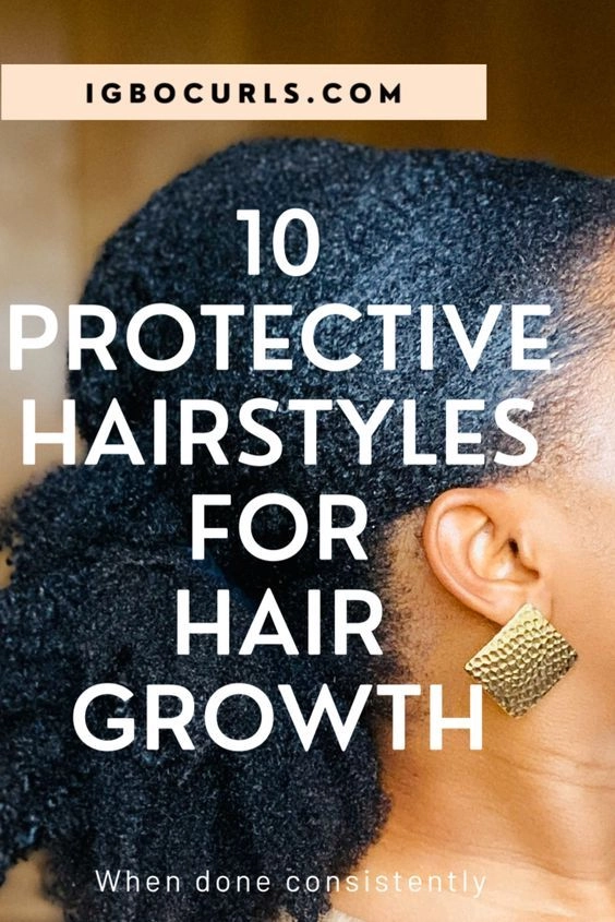 Protective work hairstyle for coily natural hair Woman with coily natural hair wearing a protective updo style in an office setting