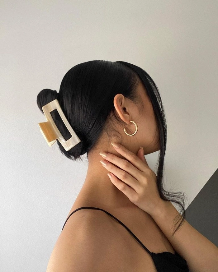 Quick claw clip updo with a polished twist for casual Friday office style