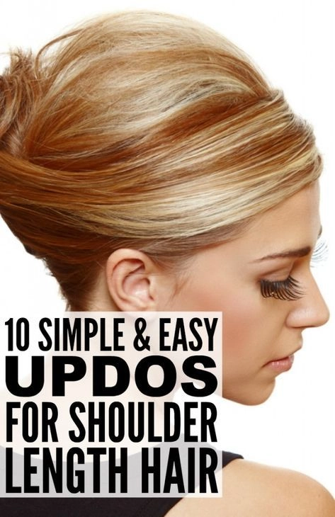 A woman with shoulder length hair styled in a quick, elegant office updo, pinned neatly at the back