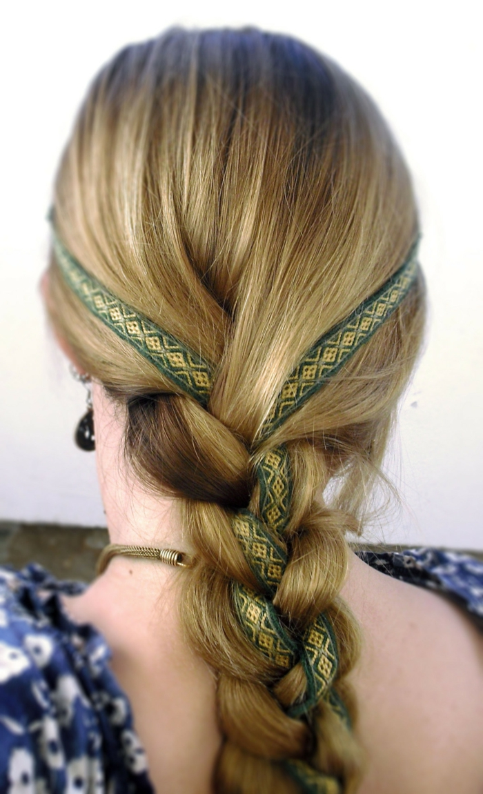 Professional braid with ribbon weaving for a polished work hairstyle