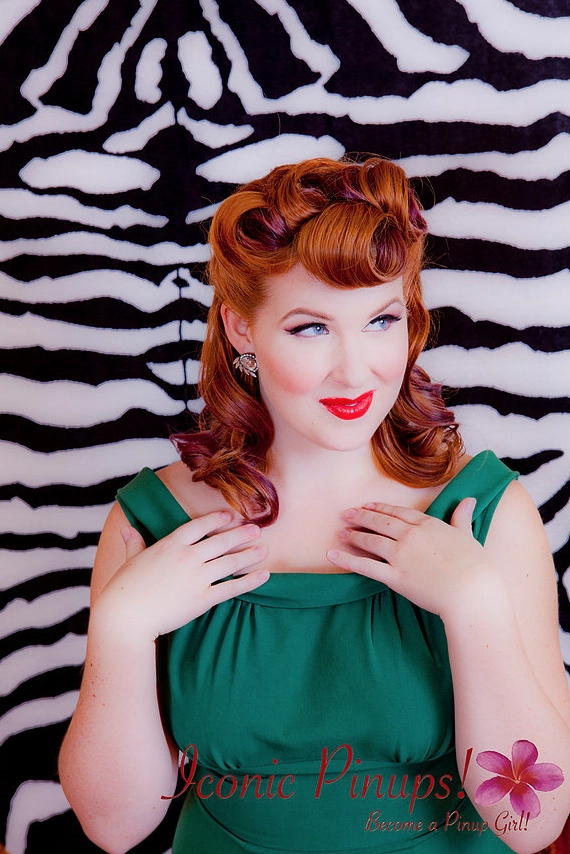 Elegant rolled vintage victory rolls hairstyle perfect for retro themed work events