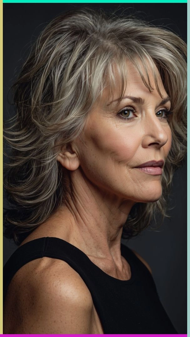 Sophisticated gray hair blending hairstyle for an older executive in a professional work environment