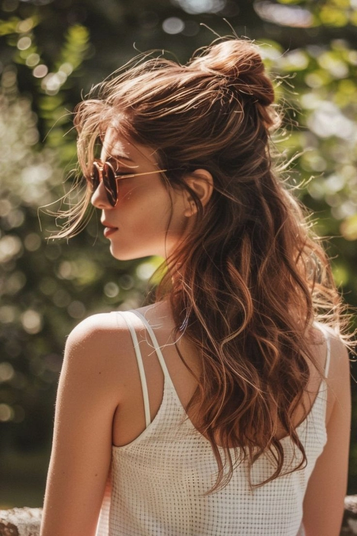 Easy summer updo hairstyle for a cool and professional office look