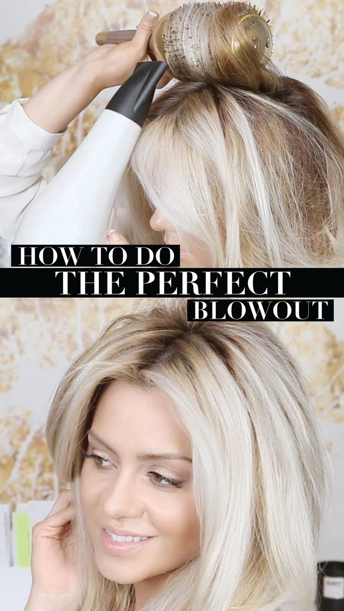 Elegant volume boosting office blowout for fine hair Volume boosting blowout for fine hair styled for office