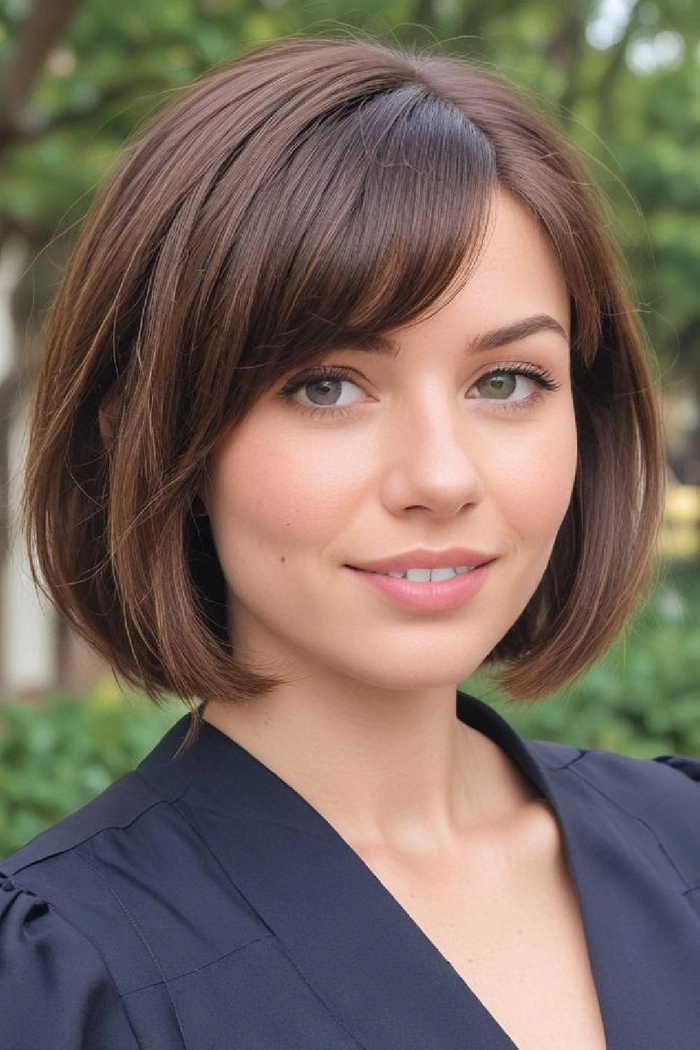 Recent college graduate with a youthful professional bob hairstyle